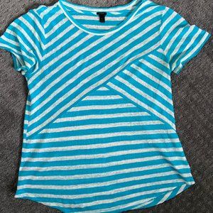 JCrew 100% Linen Cross Stripe T-shirt C5073 EUC